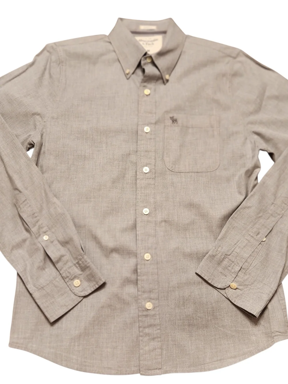 Abercrombie & Fitch Button-Down Muscle Shirt Gray Preppy Oxford Y2K 90s Office